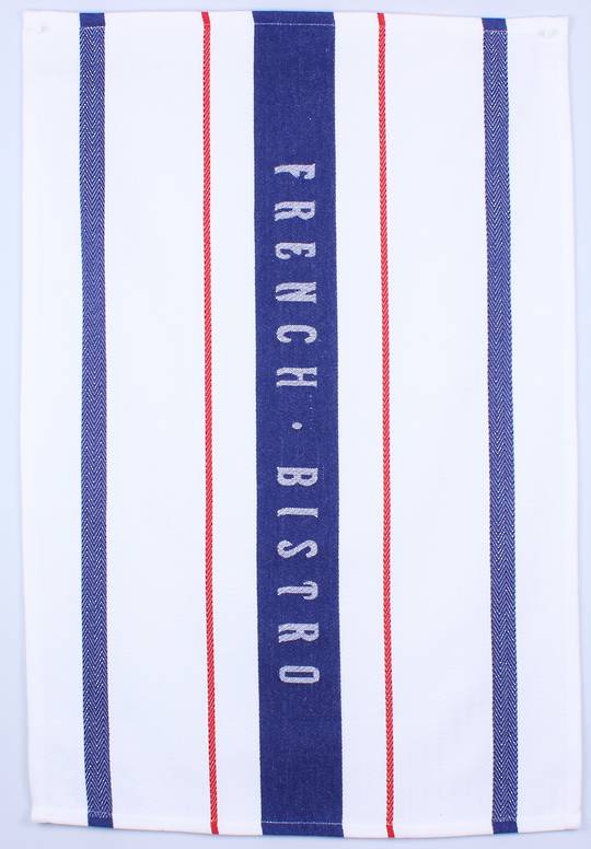 French Bistro tea towel blue/red. Code: T/T-FB/BLU.